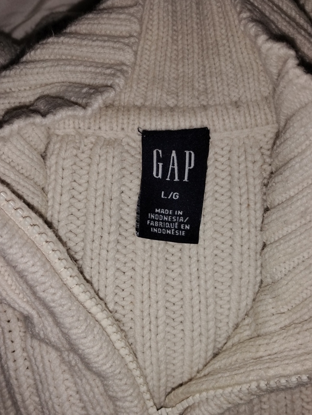 GAP Cream Ribbed Zip Sweater